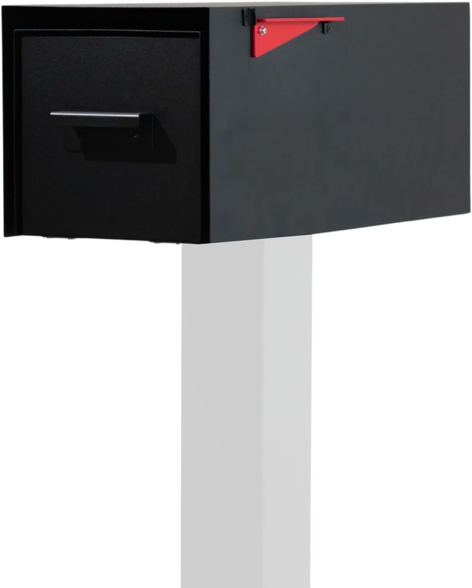 post & porch Post Mounted Mailbox, Weatherproof Customizable (Black, Regular)