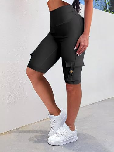 Flamingals Biker Capris Leggings for Women High Waist Cargo Athletic Capris Butt Lifting Workout Yoga Leggings2