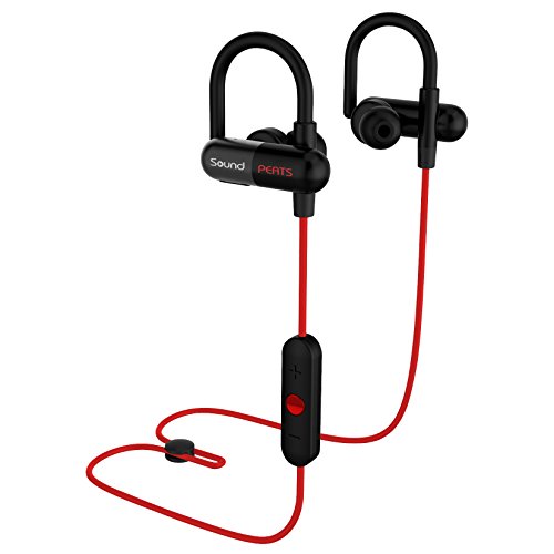 SoundPEATS Bluetooth Headphones Sport Wireless Sweatproof Earbuds for Running with Mic (8 Hours Play Time, Bluetooth 4.1, aptx, Secure Fit Ear-hook Design) Q11 - Red