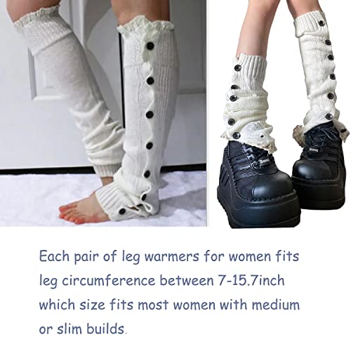 Image of Leg Warmers Harajuku with Lace Button Knit Harajuku Japanese Style Kawaii Lolita Gothic Flared and Loose Fit