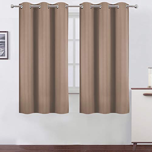 Image of LEMOMO Cappuccino Blackout Curtains 42 x 63 Inch Length /Set of 2 Curtain Panels /Thermal Insulated Room Darkening Blackout Curtains for Bedroom