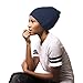 ADAMA Satin Lined Jersey Beanie - Ultra Soft, Fashionable Hipster Chic, Satin Lining Prevents Breakage and Tangling, Day and Night Hair Defense, Navy, One Size