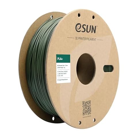 eSUN PLA+ Filament 1.75mm, Enhanced Toughness 3D Printer Filament PLA Plus, Dimensional Accuracy +/- 0.03mm, 1KG Spool (2.2 LBS) 3D Printing Filament for 3D Printers, Olive Green