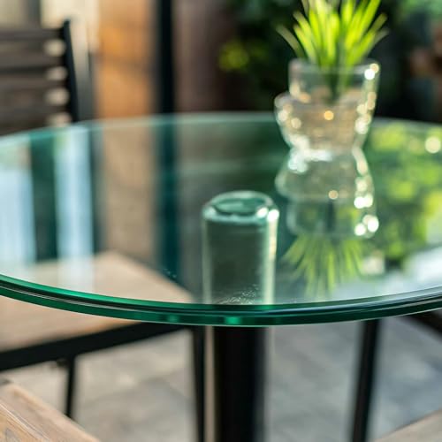 Virelix 16" Round Tempered Glass Table Top, Clear Surface Flat Polished Edge for Furniture Protection Patio Dining Coffee End Tables (16 inch) by Virelix - Used condition - US$28.07