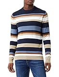 TOM TAILOR Herren Pullover mit Streifen 1032276, 30185 - Navy Yellow White Stripe, M