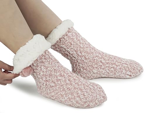 Image of BenSorts Women Thick Christmas Slipper Socks Non Slip Grippers Size 6-10