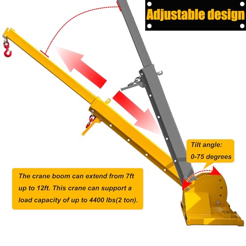 image for HQHAOTWU Forklift Jib Boom Crane 4400lbs Capacity Telescoping Mobile C