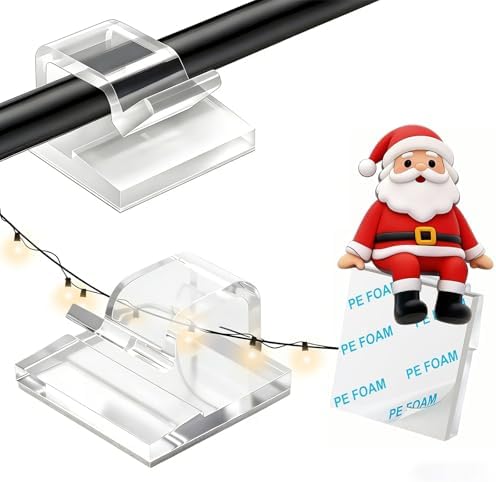 KLJ Kabelhalter selbstklebend Outdoor und Innenraum klebehaken 50 Stück | Transparent kabel organizer für Kabelmanagement,Kabelclips für Schreibtisch kabelbefestigung,kabelklemmen