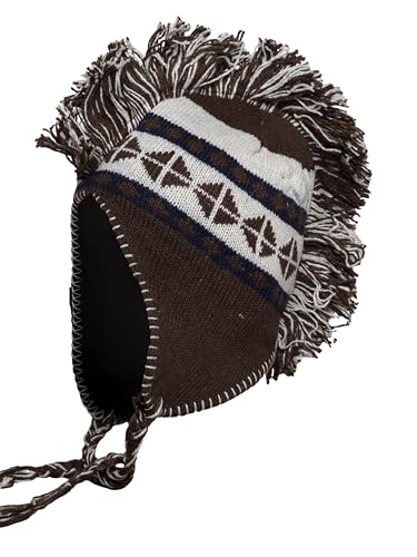 TOP HEADWEAR Peruvian Chullo Hat - Diamond - Brown/White