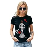 IllustrArte Camiseta Flamenca Mujer María Negra Talla 3XL