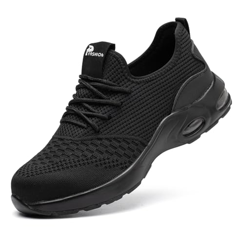 LIWEIGHT Safety Shoes for Men Women Steel Toe Work Shoeswith Puncture Proof Protection Non-Slip Industrial Construction Lightweight Comfortable Safety Sneakers (Black 41)