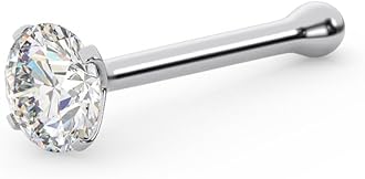 EternalDiaEternalDia IGI Certified 1.5mm/1.7mm/2mm Diamond Nose Stud With Ball / 14K Gold Nose Stud in 20 Gauge/Nose Ring Bone Diamond Color-I-J, Diamond Clarity- I2-I3 For Women