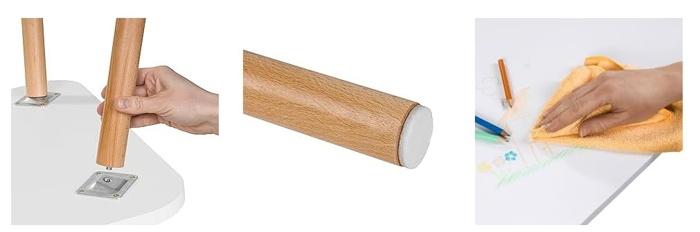 PlayPlas Furniture: Kinderstuhl und -Tisch aus Holz, weiß, quadratisch, 50 × 47 cm, Set zum Lernen und Spielen, Stuhl in Hasenform, Möbel für das Kinderzimmer
