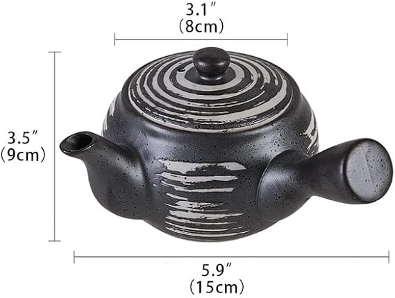 Travel Tea Sets Tea Pot Kyusu Tea Maker with Infuser for Loose Tea Ceramic Japanese Teapot with Side Handle 11.8 oz Tea Pot