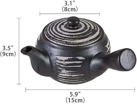 Travel Tea Sets Tea Pot Kyusu Tea Maker with Infuser for Loose Tea Ceramic Japanese Teapot with Side Handle 11.8 oz Tea Pot