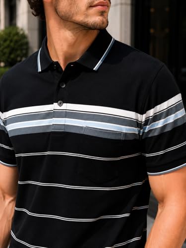 Image of GODFREY Half Cotton Polo T Shirt for Man with Pocket - Regular Fit Mens Collar Tshirt