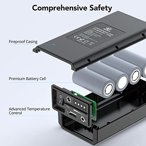 Melasta 12V Lifepo4 Battery Pack, 6000Mah Rechargeable Lithium Ion Phosphate Battery Power Bank With 12V 9V Dc And 5V Usb Output, For Led Light Strip Cctv Camera Telescope Mobile (Without Charger) #TOP4