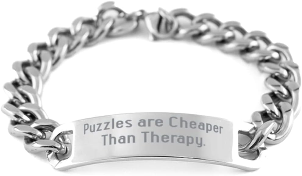 Beautiful Puzzles Gifts, Puzzles are Cheaper Than Therapy, Puzzles Cuban Chain Bracelet from, Christmas, Holiday, Jewelry