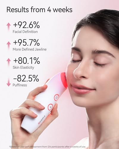 FliKEZE Red Light Therapy Device for Face and Neck, 3-in-1 Microcurrent & Vacuum Facial Massager, Skin Tightening, Firming and Anti-Aging Skincare Tool (White)
