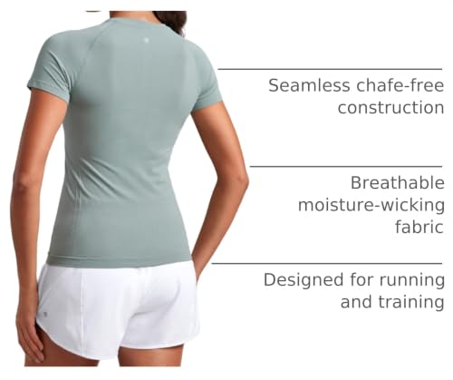 Image of CRZ YOGA Seamless T-Shirt Hip Length | Training, Chafe-Free, Slim Fit, Raglan Sleeves, Mesh Vents, Workout, Short Sleeve Tops for Women