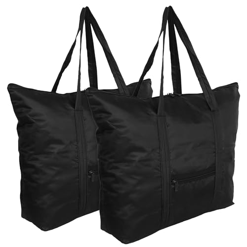 Image of Kuber Industries Clothes Storage Bag with Handle | Foldable Grocery Hand Bag | Pack of 2 | Black