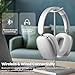Wireless Over Ear Headphones, Noise Canceling Bluetooth Headphones with Microphones,Hi-Res Audio,48H Playtime,Foldable,Breathable Soft Earpads for iOS/Android/Samsung/PC-Silver