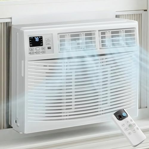 12000 BTU Window Air Conditioner, 115V Air Conditioner Window Unit with 3 Speeds, 24H Timer & Remote, 6 Modes Window AC Units, Cools up to 550 Sq.Ft, Easy Install for Bedroom Apartment Office Indoor