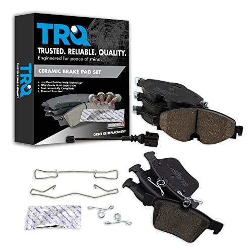 TRQ Front & Rear Brake Pads Ceramic Compatible with 2015-2020 Audi A3 A3 Quattro 2016-2018 A3 Sportback e-tron 2016 TT Quattro 2015-2019 Volkswagen e-Golf 2019 Jetta