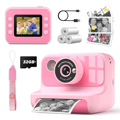LETSHAHA Instant Print Camera for Kids, 1080P Digital Video Cameras, Christmas Birthday Gifts Toys...