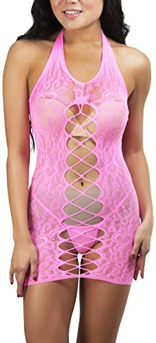 Image of ToBeInStyle Women's Stretch See Through Fishnet Novelty Mini Rave Party Dress