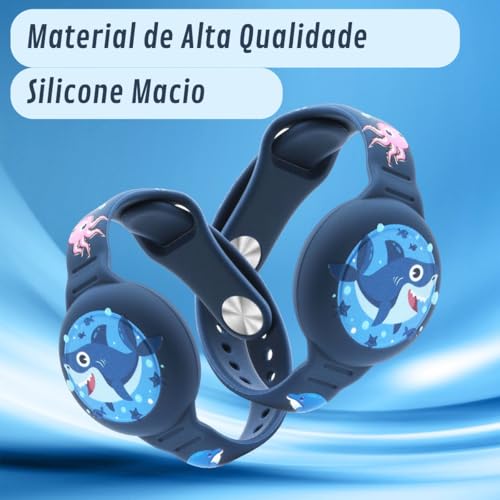 Pulseira Infantil Compatível com Airtag Apple Rastreador GPS de Silicone À Prova D'água Impermeável