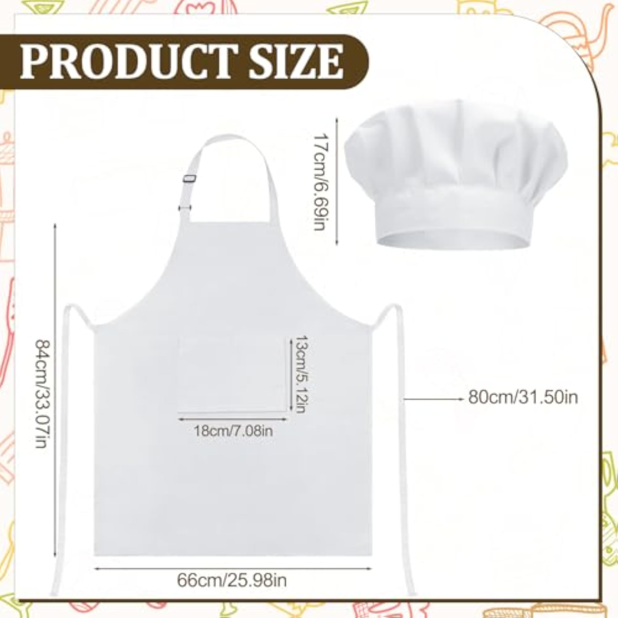 Chef Apron and Hat Adjustable Cooking Set for Women and Men