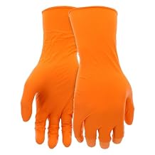 PIP Grippaz Engage 7 Mil Nitrile 12" Disposable Gloves 50-Pack, Fish Scale Grip, Chemical & Grease Resistant, Orange, Small 67-307/S
