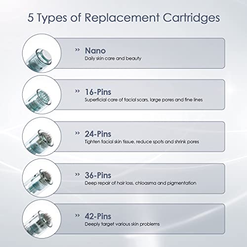 Professional Microneedling Pen - Wireless Adjustable Micro Needling Microneedle Machine, Derma Auto Pen With 22 Replacement Cartridges 4Pcs 16Pin+4Pcs 26Pin+6Pcs 36Pin+6Pcs 42Pin+2Pcs Nano. #TOP6