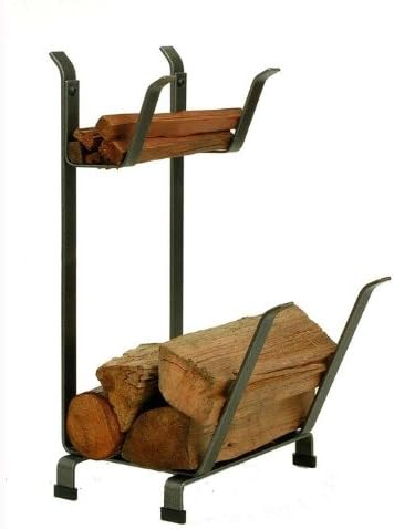 Enclume Country Home Log Rack with Kindling Holder, Hammered Steel