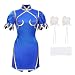 DAZCOS US Size Adult Blue Chun Li Cosplay Costume (Women XL)