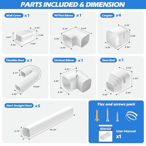 3'' 19 Ft Mini-Split Line Set Cover, AC Pipe Cover Line Hide Lineset Kit by TAKTOPEAK - Used condition - Image 2