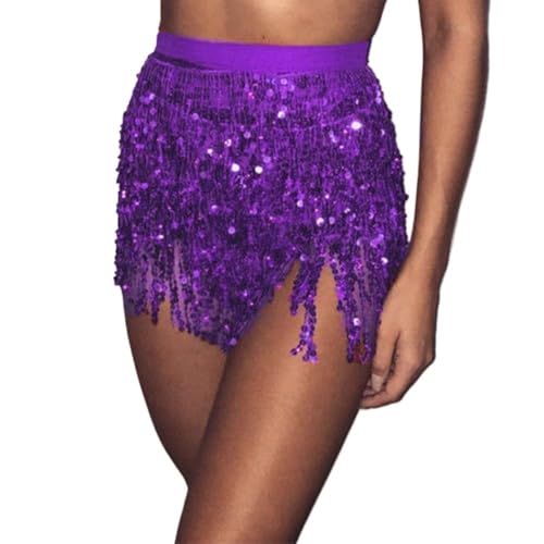 Falda de danza del vientre con borlas lentejuelas multicolor ropa actuación