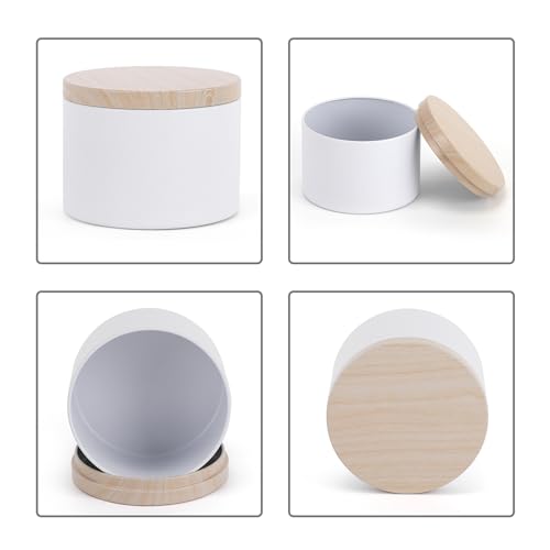 NEXBEXES 24pcs 8oz White Candle tins with Metal Wood-Grain Printing Lids. Candle Jars,Bulk Candle tins for Making Candles,Candle Making Jars (8OZ, White) - Image 4