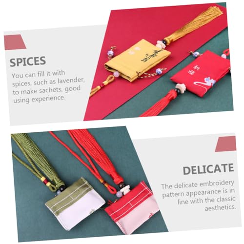6 saquitos bordados con borlas para decoración miniatura 7