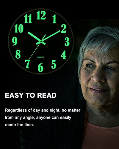 Jofomp Modern Night Light Wall Clock, 12 Inch Silent Non-Ticking Quartz Wall Clocks, Large Luminous Function Numbers And Hands, Battery Operated Decorative Wall Clock For Office, Kitchen, Living Room #TOP3