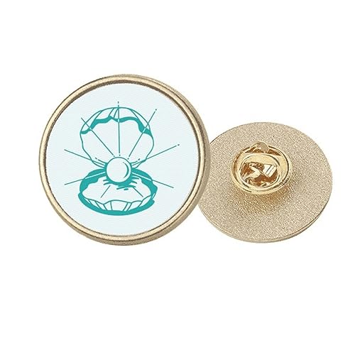 Broche ronde en métal doré motif marin vert M pour sublimer un manteau en laine en hiver