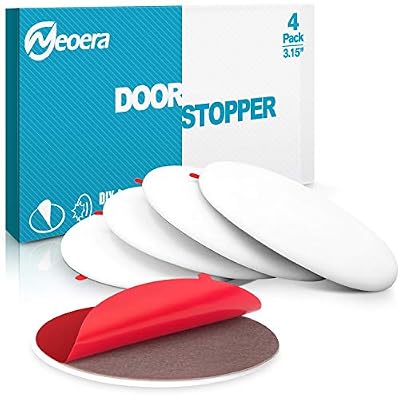 Neoera Door Stopper Wall, 3.15" Round Soft Rubber Door Stop, Silicon Wall Protector, Premium Self Adhesive Door Bumper (White, 3.15" 4 Pack)