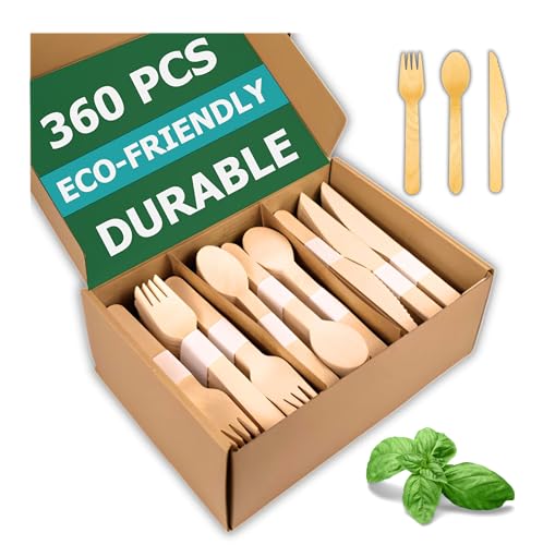 Disposable Wooden Cutlery Set - 360 PCS
