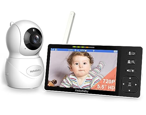 Image of 5''Display, Pan-Tilt-Zoom Video Baby Monitor with Camera and Audio, Night Vision, 2-Way Talk, Temperature, 8 Lullabies and 1000ft Range Baby Camera