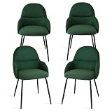 Goeurvant Juego de 4 sillas de comedor con reposabrazos, verde abeto