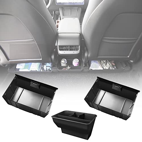 KANG YU Under Seat Storage Box Set for Tesla Model Y Accessories Hidden Tray Storage Bin Seat Organizer Box for 2020 2021 2022 2023 Tesla Model Y (3 Pcs)