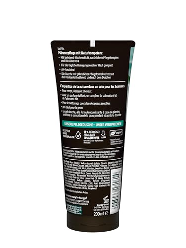 Kneipp MEN 3 in 1 Pflegedusche Sensitiv - Für Haut, Haar & Gesicht - Bio Aloe Vera - Hautberuhigendes Duscherlebnis - 200ml