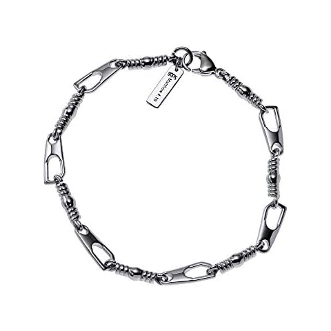 Shields of Strength Men's Stainless Steel Fishers of Men Chain Bible Scripture Verse Bracelet Inscribed with Matthew 4:19 Christian Jewelry Faith Gifts Cover