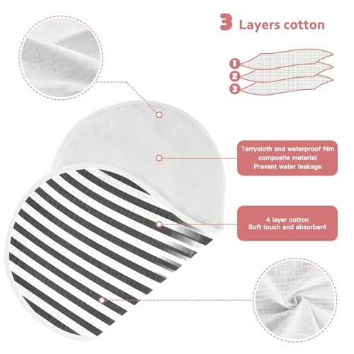 Muslin Baby Burp Cloths, Black White Stripes Cotton Soft Burp Cloths for Newborns​​, Extra Absorbent Burp Cloths 2-Pack​​, 22 x 11 Inch4